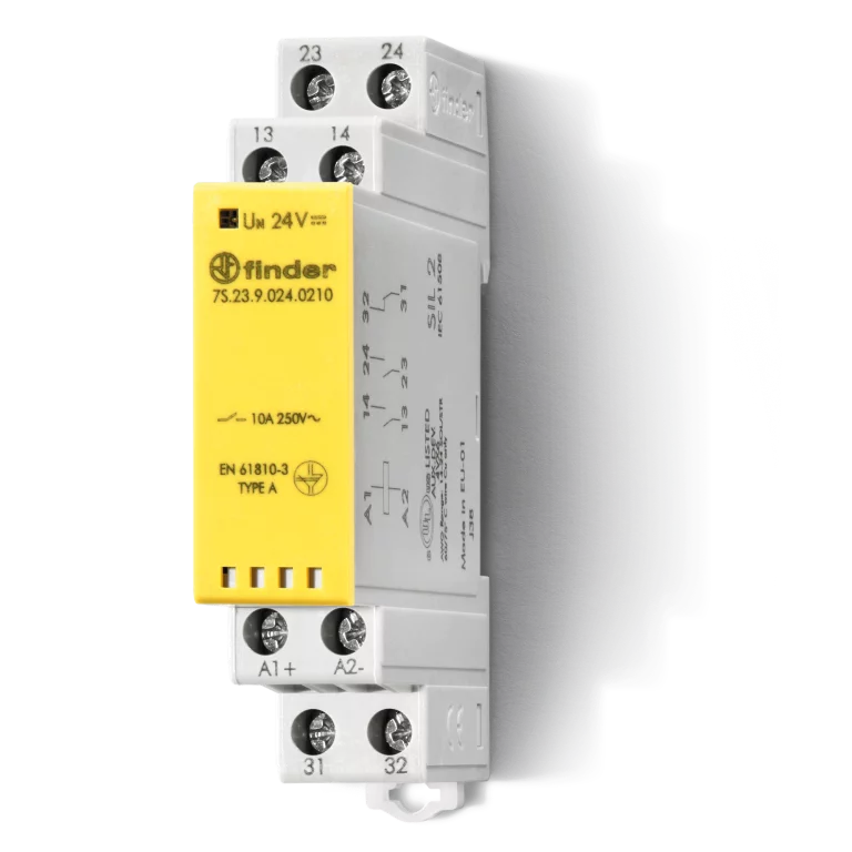 Type 7S.23 – Modular relay with forcibly guided contacts 10A Type 7S.23 – Modular relay with forcibly guided contacts 10A