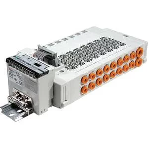 SS5Y5-45S*- 5000 Series- Stacking Manifold- DIN Rail Mount- Serial Transmission - SS5Y5-45S*, 5000 Series, Stacking Manifold, DIN Rail Mount, Serial Transmission