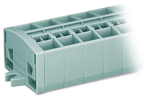 264-209 - 4-conductor terminal strip; without push-buttons; with fixing flanges; 9-pole; for screw or similar mounting types; Fixing hole 3.2 mm Ø; 2.5 mm²; CAGE CLAMP®; 2,50 mm²; gray