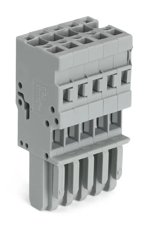 769-105 - 1-conductor female connector; CAGE CLAMP®; 4 mm²; Pin spacing 5 mm; 5-pole; coding finger; 4,00 mm²; gray