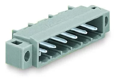 231-466/040-000 - Male header; 6-pole; THT; 1.2 x 1.2 mm solder pin; angled; mounting flange; pin spacing 5 mm; gray