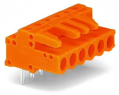 232-283 - THT female header; angled; Pin spacing 5.08 mm; 23-pole; 0.6 x 1.0 mm solder pin; orange