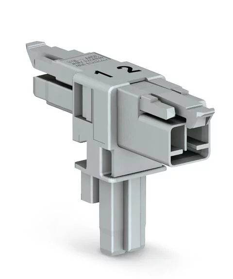 890-1601 - T-distribution connector; 2-pole; Cod. B; 1 input; 2 outputs; 2 locking levers; gray 890-1601 - T-distribution connector; 2-pole; Cod. B; 1 input; 2 outputs; 2 locking levers; gray