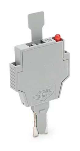 281-512/281-977 - Fuse plug; with pull-tab; for miniature metric fuses 5 x 20 mm and 5 x 25 mm; with LED indicator; 6 mm wide; gray