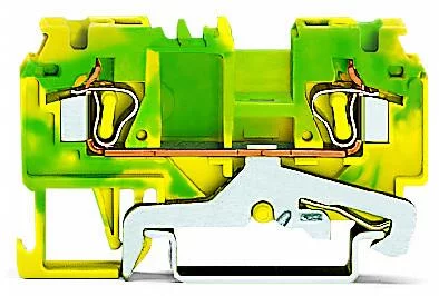 880-907/999-940 - 2-conductor ground terminal block; 4 mm²; side and center marking; for DIN-rail 35 x 15 and 35 x 7.5; CAGE CLAMP®; 4,00 mm²; green-yellow