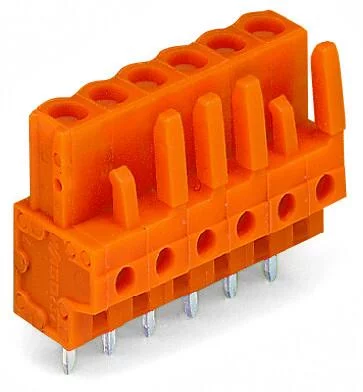 232-174 - THT female header; straight; Pin spacing 5.08 mm; 14-pole; 0.6 x 1.0 mm solder pin; orange