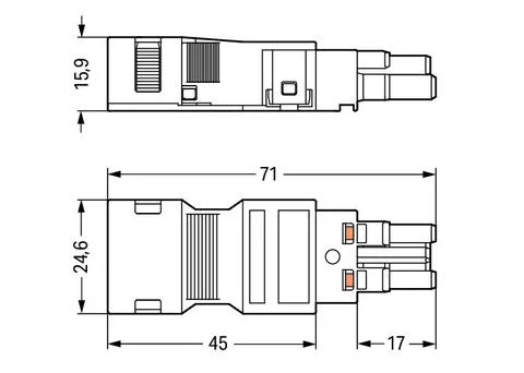 770-122/041-000 - Socket; with strain relief housing; 2-pole; Cod. A; 4,00 mm²; white
