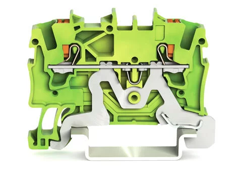 2201-1207 - TOPJOB®S ground terminal block with Push-buttons; rail mount; 2-conductor; 4.2 mm wide; green-yellow