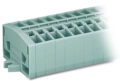 264-109 - 2-conductor terminal strip; without push-buttons; with fixing flanges; 9-pole; for screw or similar mounting types; Fixing hole 3.2 mm Ø; 2.5 mm²; CAGE CLAMP®; 2,50 mm²; gray