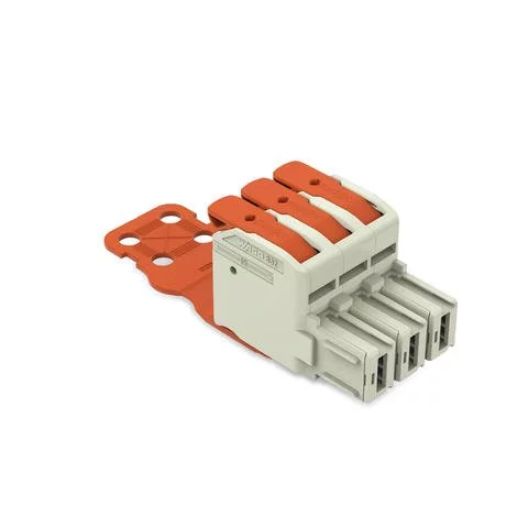 832-1103/343-000 - 1-conductor female connector; lever; Push-in CAGE CLAMP®; 16 mm²; Pin spacing 10.16 mm; 3-pole; 100% protected against mismating; Centered locking levers; Strain relief plate; Silver-plated contacts; 16,00 mm²; light gray