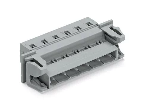 731-607/114-000 - 1-conductor male connector; CAGE CLAMP®; 2.5 mm²; Pin spacing 7.5 mm; 7-pole; Snap-in flange; 2,50 mm²; gray