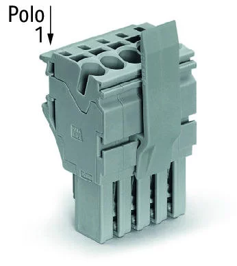 2022-101/122-000 - 1-conductor female connector; Push-in CAGE CLAMP®; 4 mm²; Pin spacing 5.2 mm; 1-pole; Centered locking levers; 4,00 mm²; gray