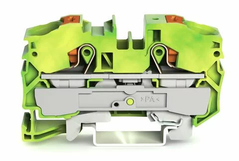 2216-1207 - TOPJOB®S ground terminal block with Push-buttons; rail mount; 2-conductor; 12 mm wide; green-yellow