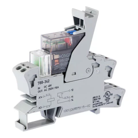 788-342 - Relay module; Nominal input voltage: 48 VDC; 1 changeover contact; Limiting continuous current: 16 A; with manual operation; Red status indicator; Module width: 15 mm