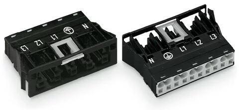 770-705 - WINSTA® through-panel socket (female); snap-in; N/G/L1/L2/L3 marking; 5-pole; black