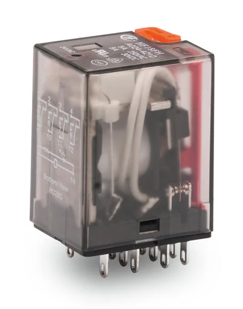 858-154 - Basic relay; Nominal input voltage: 24 VAC; 4 changeover contacts; Limiting continuous current: 5 A; with manual operation; Module width: 22 mm; Module height: 25 mm