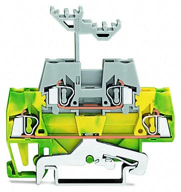 280-527 - Double-deck terminal block; Ground conductor/through terminal block; 2.5 mm²; with marker carrier; for DIN-rail 35 x 15 and 35 x 7.5; CAGE CLAMP®; 2,50 mm²; green-yellow/gray