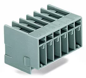 769-673 - THT male header; 1.0 x 1.0 mm solder pin; angled; Pin spacing 5 mm; 13-pole; gray