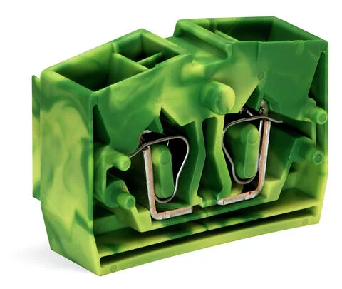 264-337 - 4-conductor end terminal block; without push-buttons; with fixing flange; 1-pole; for screw or similar mounting types; Fixing hole 3.2 mm Ø; 2.5 mm²; CAGE CLAMP®; 2,50 mm²; green-yellow