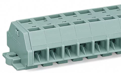 260-212 - 4-conductor terminal strip; without push-buttons; with fixing flanges; 12-pole; for screw or similar mounting types; Fixing hole 3.2 mm Ø; 1.5 mm²; CAGE CLAMP®; 1,50 mm²; gray