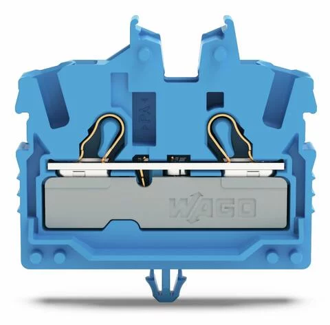 2052-314 - 2-conductor miniature through terminal block; with operating slots; 2.5 mm²; with test port; side and center marking; with snap-in mounting foot; Push-in CAGE CLAMP®; 2,50 mm²; blue 2052-314 - 2-conductor miniature through terminal block; with operating slots; 2.5 mm²; with test port; side and center marking; with snap-in mounting foot; Push-in CAGE CLAMP®; 2,50 mm²; blue