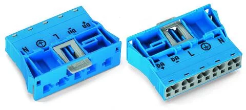 770-2115 - WINSTA® through-panel plug (male); snap-in; N/G/L/DA-/DA+ marking; 5-pole; blue