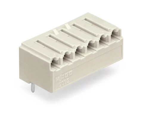 2092-1324 - THT female header; angled; Pin spacing 5 mm; 4-pole; 0.4 x 1.3 mm solder pin; light gray