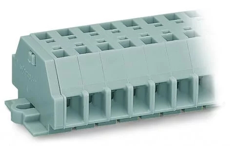 261-104 - 2-conductor terminal strip; without push-buttons; with fixing flanges; 4-pole; for screw or similar mounting types; Fixing hole 3.2 mm Ø; 2.5 mm²; CAGE CLAMP®; 2,50 mm²; gray