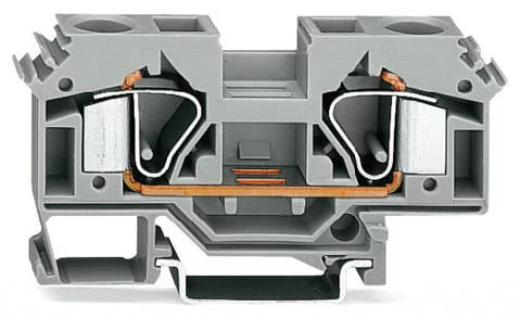 283-691 - 2-conductor through terminal block; 16 mm²; suitable for Ex e II applications; lateral marker slots; for DIN-rail 35 x 15 and 35 x 7.5; CAGE CLAMP®; 16,00 mm²; light gray