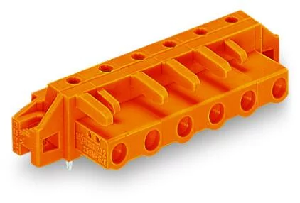 232-865/031-000 - THT female header; angled; Pin spacing 7.62 mm; 5-pole; clamping collar; 0.6 x 1.0 mm solder pin; orange