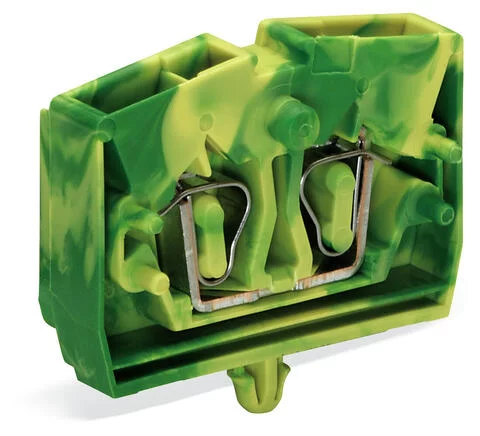 264-317 - 2-conductor terminal block; without push-buttons; with snap-in mounting foot; 1-pole; for plate thickness 0.6 - 1.2 mm; Fixing hole 3.5 mm Ø; 2.5 mm²; CAGE CLAMP®; 2,50 mm²; green-yellow