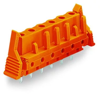232-766/039-000 - THT female header; straight; Pin spacing 7.62 mm; 6-pole; Locking lever; 0.6 x 1.0 mm solder pin; orange