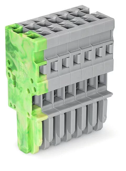 769-107/000-037 - 1-conductor female connector; CAGE CLAMP®; 4 mm²; Pin spacing 5 mm; 7-pole; coding finger; 4,00 mm²; gray, green-yellow