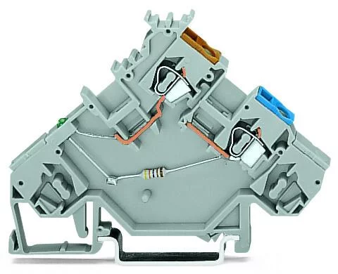 280-562/281-411 - 2-conductor actuator terminal block; with 1N4007 recovery diode; with colored conductor entries; 2.5 mm²; CAGE CLAMP®; 2,50 mm²; gray