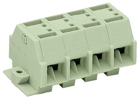 262-234 - 4-conductor terminal strip; without push-buttons; suitable for Ex e II applications; with fixing flanges; 4-pole; for screw or similar mounting types; Fixing hole 3.2 mm Ø; 4 mm²; CAGE CLAMP®; 4,00 mm²; light gray