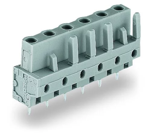 232-734 - THT female header; straight; Pin spacing 7.5 mm; 4-pole; 0.6 x 1.0 mm solder pin; gray