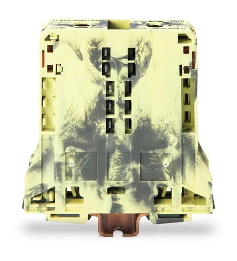 285-191 - POWER CAGE CLAMP feedthrough terminal block; DIN 35 x 15 rail mount; 2-conductor; 4/0 AWG; 25 mm wide; dark gray-yellow