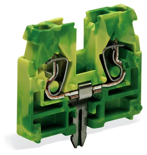 869-328 - 2-conductor terminal block; without push-buttons; without snap-in mounting foot; 1-pole; 2.5 mm²; CAGE CLAMP®; 2,50 mm²; green-yellow