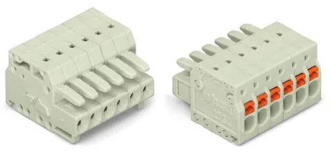2734-114 - 1-conductor female connector; push-button; Push-in CAGE CLAMP®; 1.5 mm²; Pin spacing 3.5 mm; 14-pole; 100% protected against mismating; 1,50 mm²; light gray