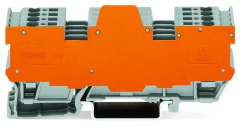 769-192/769-319 - 1-conductor/1-conductor terminal block for pluggable modules; 4-pole; with 2-conductor terminal blocks; with 2 jumper positions; with orange separator plate; for DIN-rail 35 x 15 and 35 x 7.5; 4 mm²; CAGE CLAMP®; 4,00 mm²; gray