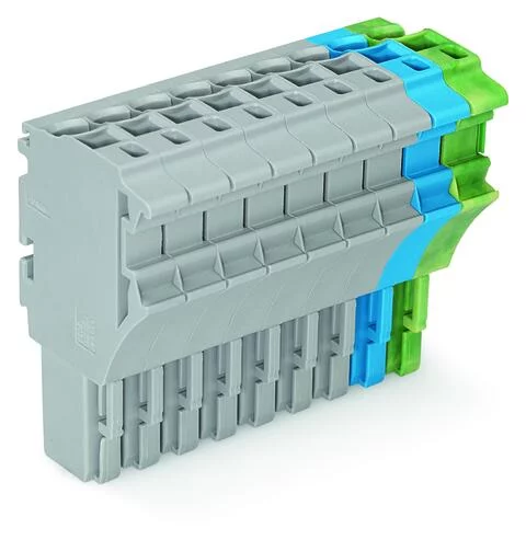 2022-109/000-038 - 1-conductor female connector; Push-in CAGE CLAMP®; 4 mm²; Pin spacing 5.2 mm; 9-pole; 4,00 mm²; gray/blue/green-yellow