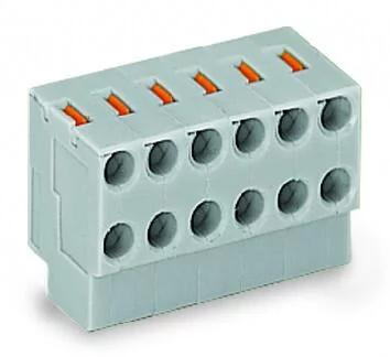 252-160 - 2-conductor female connector; push-button; PUSH WIRE®; 0.8 mm Ø; Pin spacing 3.5 mm; 10-pole; for solder pin strip; 0,50 mm²; gray