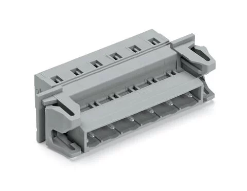 731-606/114-000 - 1-conductor male connector; CAGE CLAMP®; 2.5 mm²; Pin spacing 7.5 mm; 6-pole; Snap-in flange; 2,50 mm²; gray