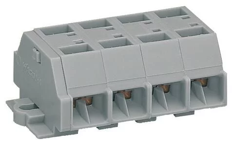 261-204 - 4-conductor terminal strip; without push-buttons; with fixing flanges; 4-pole; for screw or similar mounting types; Fixing hole 3.2 mm Ø; 2.5 mm²; CAGE CLAMP®; 2,50 mm²; gray