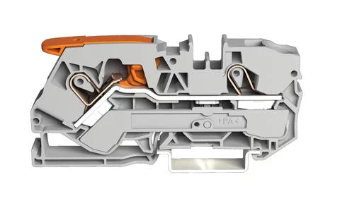 2110-1201 - TOPJOB®S feedthrough terminal block with Lever and Open Tool Slot; rail mount; 2-conductor; 10 mm wide; gray