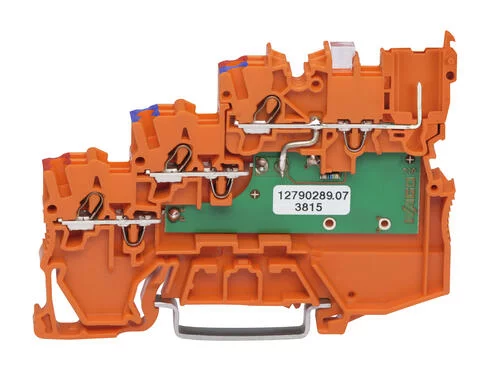 2020-5372/1102-953 - 3-conductor sensor supply terminal block; LED (green); with pluggable signal level; 1 mm²; Push-in CAGE CLAMP®; 1,00 mm²; orange