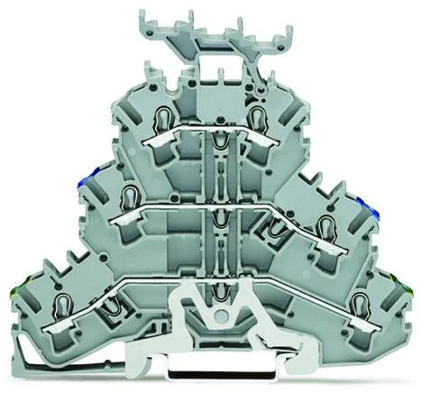 2002-3247 - TOPJOB®S triple-deck terminal block; ground/through/through (PE/N/L); with marker carrier; rail mount; 2-conductor; 5.2 mm wide; gray