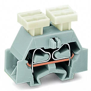 261-333/342-000 - 4-conductor terminal block; on both sides with push-button; with fixing flange; 1-pole; for screw or similar mounting types; Fixing hole 3.2 mm Ø; 2.5 mm²; CAGE CLAMP®; 2,50 mm²; light gray