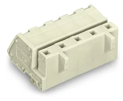721-337/008-000 - 1-conductor female connector, angled; CAGE CLAMP®; 2.5 mm²; Pin spacing 7.5 mm; 7-pole; 100% protected against mismating; Snap-in mounting feet; 2,50 mm²; light gray