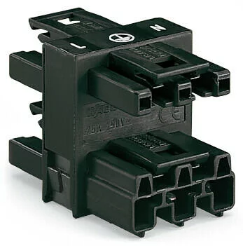 770-607 - 3-way distribution connector; 3-pole; Cod. A; 1 input; 3 outputs; black 770-607 - 3-way distribution connector; 3-pole; Cod. A; 1 input; 3 outputs; black